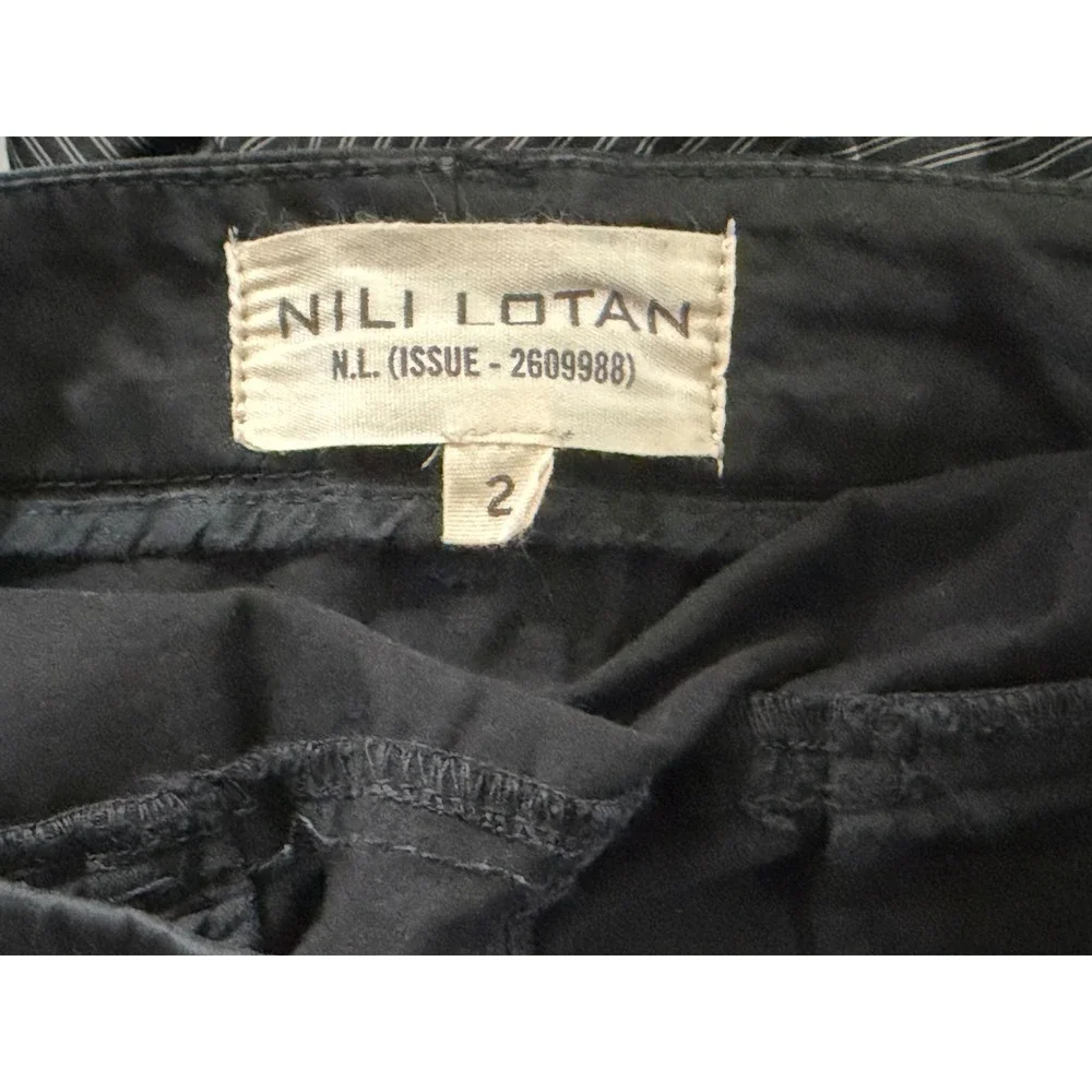 Nili Lotan Black Cotton Slim Fit Crop Chino Trousers Pants Size 2 USA 2609988‎